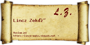 Lincz Zekő névjegykártya